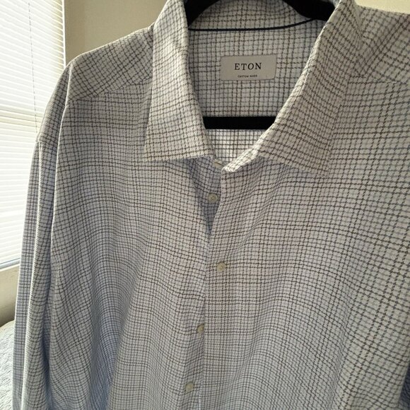 ETON Men's Dress Shirt Blue Multicolored Cotton Custom Made $450 5XL - Picture 8 of 9